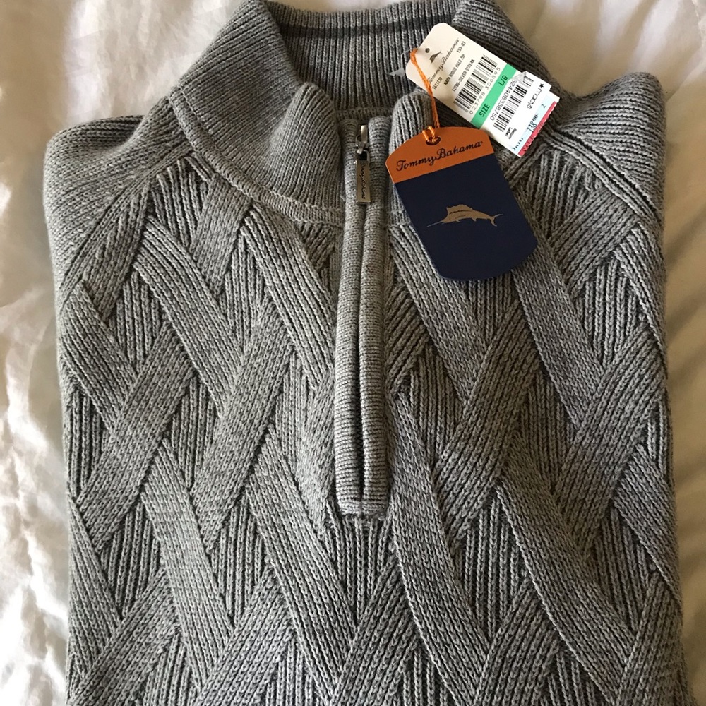 Tommy Bahama zip up gray sweater
